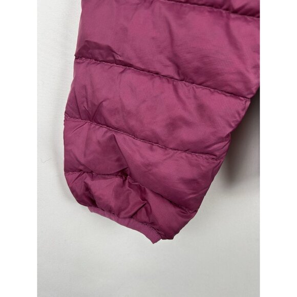 Patagonia Girls XL 14  Hi-Loft Down Sweater Hoody Hooded Puffer Jacket Pink - Picture 15 of 16